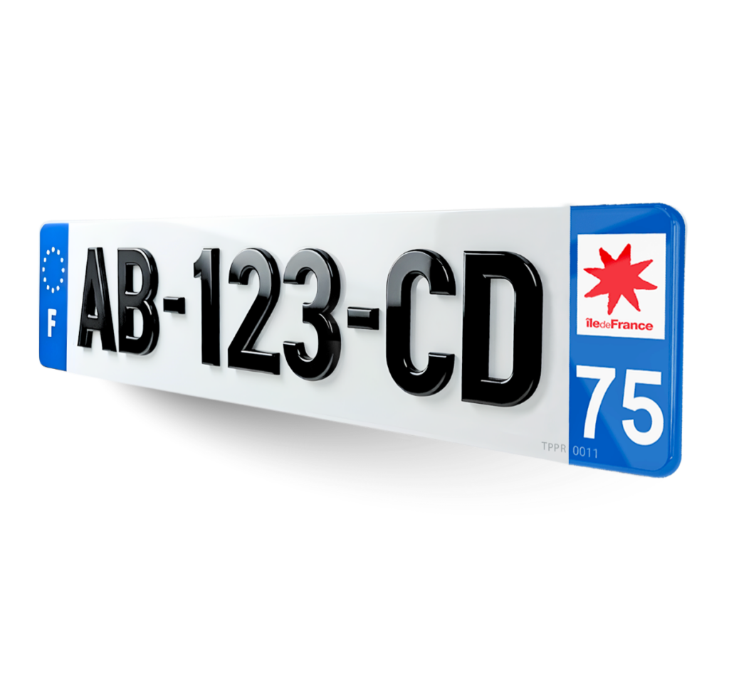 Plaque immatriculation 4D trois quart