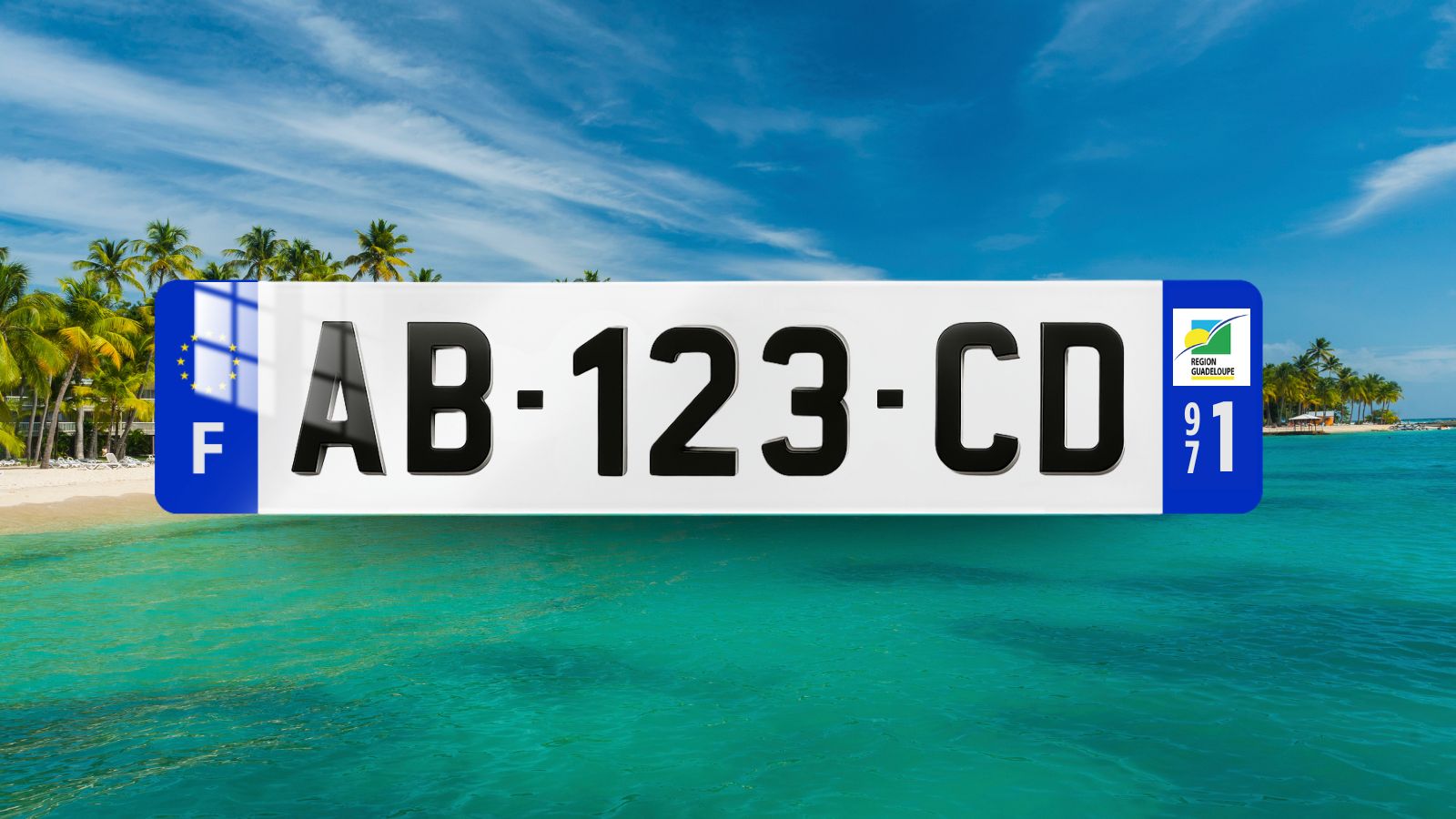 Plaque immatriculation 4D voiture 520x110 – 971 Guadeloupe : l’élégance en relief pour vos trajets antillais
