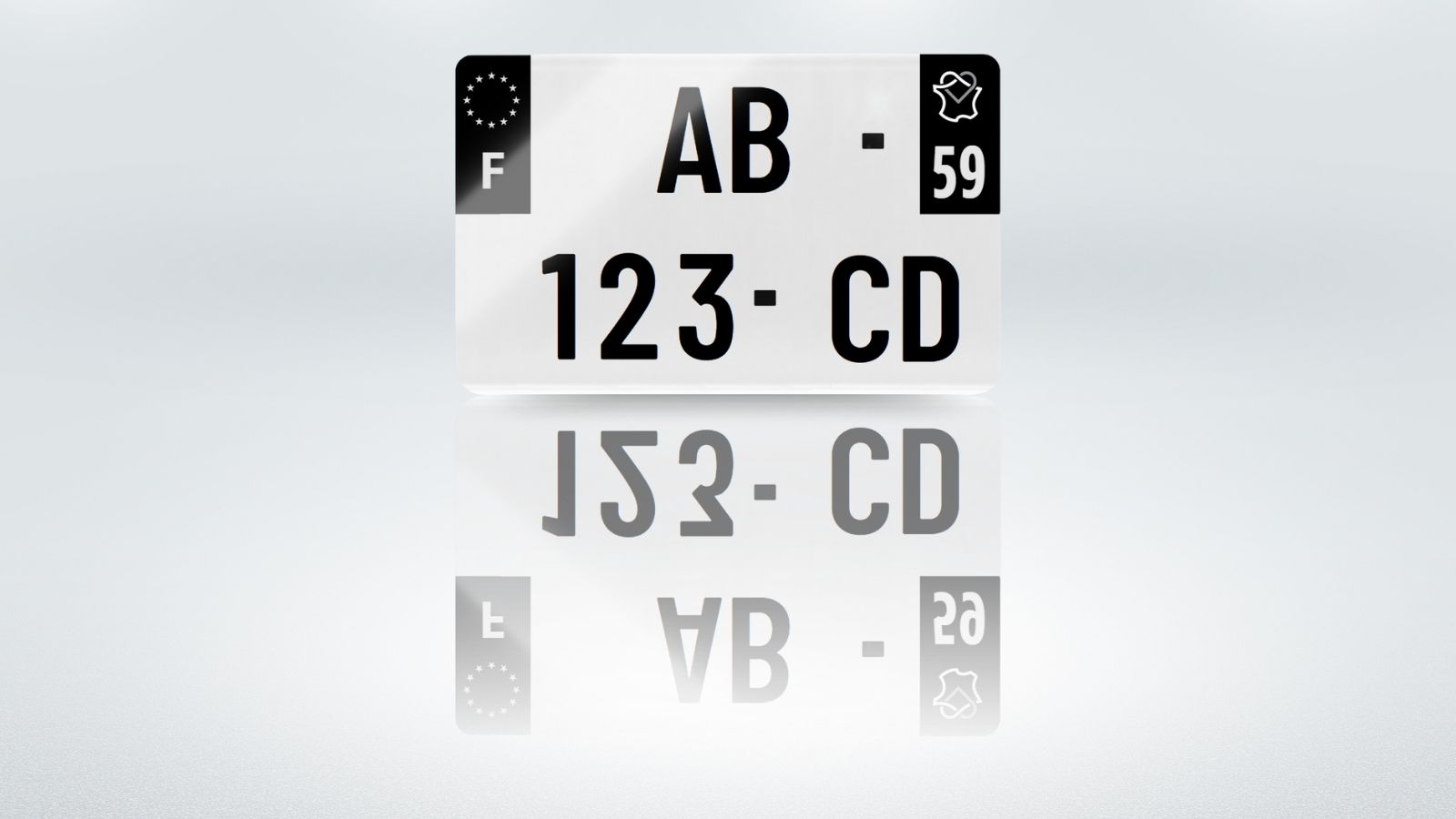 Plaque immatriculation Moto - 210x130 - côtés noirs - 59 - Hauts de France