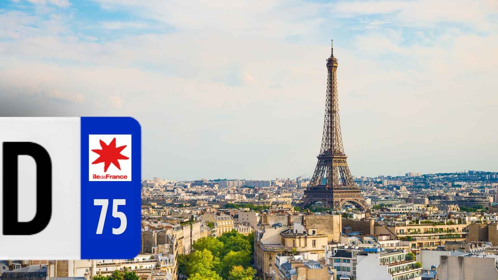Plaque immatriculation 75 - Ile de France - Eurobande et Paysage