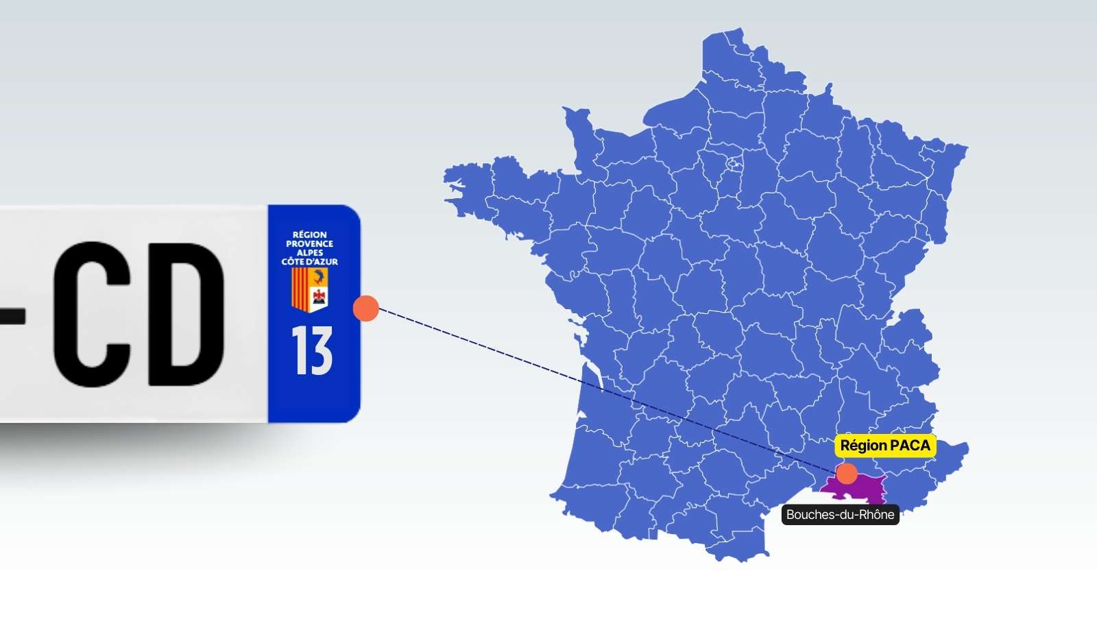 Plaque immatriculation 13 - PACA - Eurobande et Carte de France
