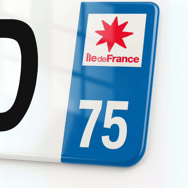 Plaque immatriculation 75 - Ile de France - 520x110 - eurobande regionale