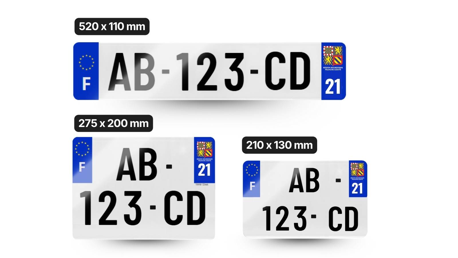 Dimensions plaque immatriculation homologuée
