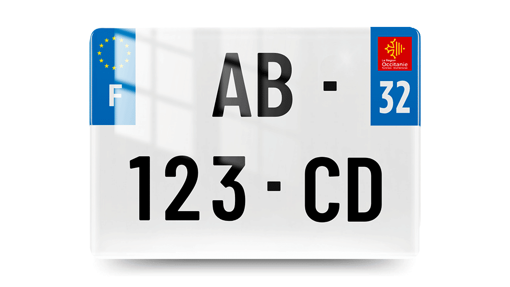 Plaque Immatriculation 4x4 - 275x200 - 32 - Gers - 100% Homologué
