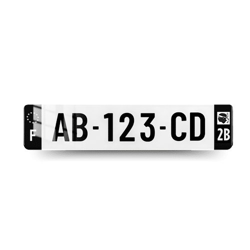 Plaque immatriculation Cotes Noirs - 520x110 - 2B - Corse - vue de face