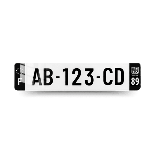 Plaque Immatriculation Côtés Noirs - VOITURE - 520x110 - 89 - Yonne