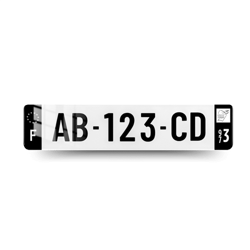 Plaque immatriculation Cotes Noirs - 520x110 - 973 - Guyane - vue de face