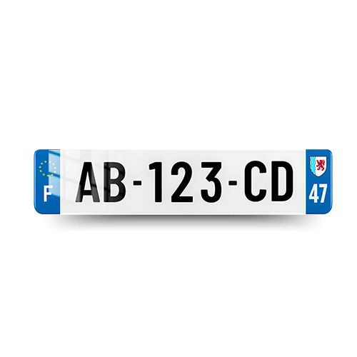 Plaque immatriculation - 520x110 - 47 - Nouvelle Aquitaine - vue de face