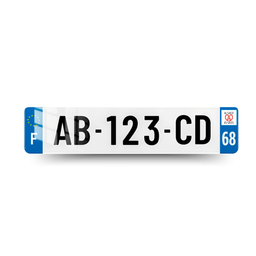 Plaque immatriculation - 520x110 - 68 - Alsace Grand Est - vue de face