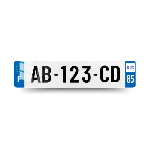 Plaque Immatriculation Caravane - 520x110 - 85 - Vendée - 100% Homologué