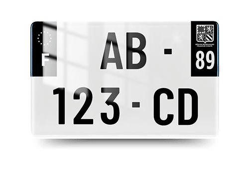 Plaque Immatriculation Côtés Noirs - MOTO - 210x130 - 89 - Yonne