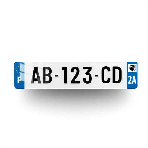 Plaque immatriculation 2A - Corse - vue de face