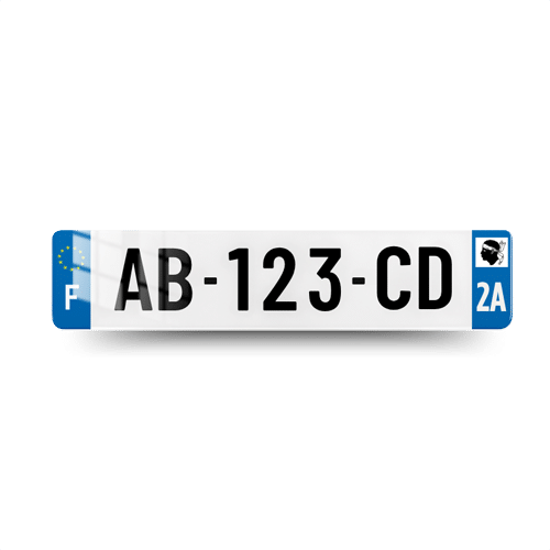 Plaque Immatriculation VOITURE - 520x110 - 2A - Corse - 100% Homologué
