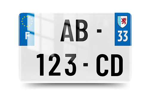plaque immatriculation 33 - nouvelle aquitaine - moto - vue de face