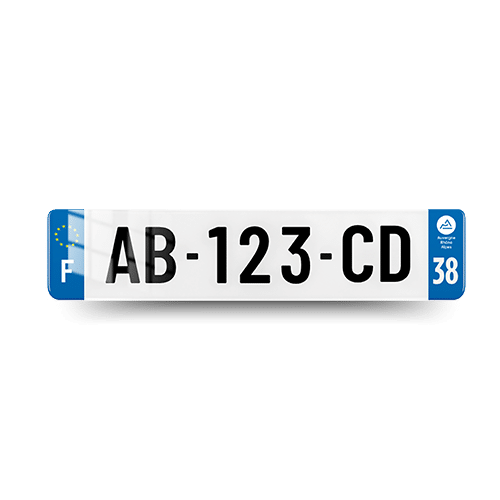 Plaque Immatriculation VOITURE - 520x110 - 38 - Isère - 100% Homologué