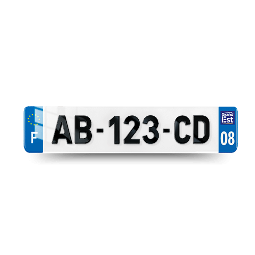 Plaque immatriculation 4D - 520x110 - 08 - Grand Est - vue de face