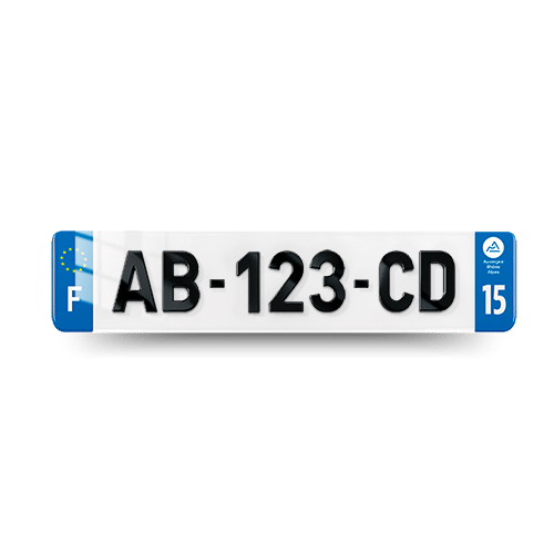 Plaque immatriculation 4D - 520x110 - 15 - Auvergne Rhone Alpes - vue de face