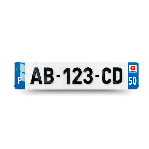 Plaque immatriculation 4D - 520x110 - 50 -Normandie - vue de face
