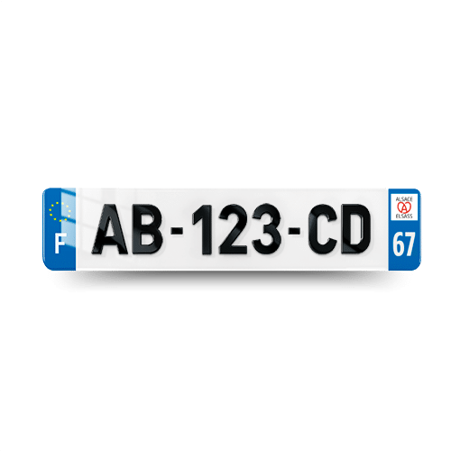 Plaque immatriculation 4D - 520x110 - 67 - Alsace Grand Est - vue de face