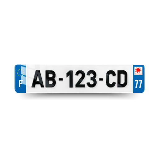 Plaque Immatriculation 4D VOITURE - 520x110 - 77 - Seine et Marne - 100% Homologué