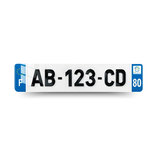 Plaque Immatriculation 4D VOITURE - 520x110 - 80 - Somme - 100% Homologué