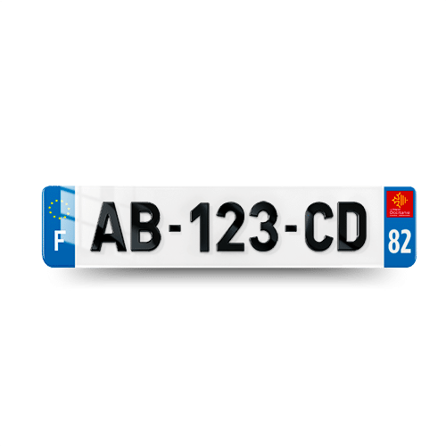 Plaque Immatriculation 4D VOITURE - 520x110 - 82 - Tarn et Garonne - 100% Homologué