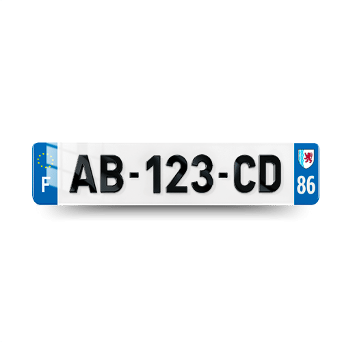 Plaque Immatriculation 4D VOITURE - 520x110 - 86 - Vienne - 100% Homologué