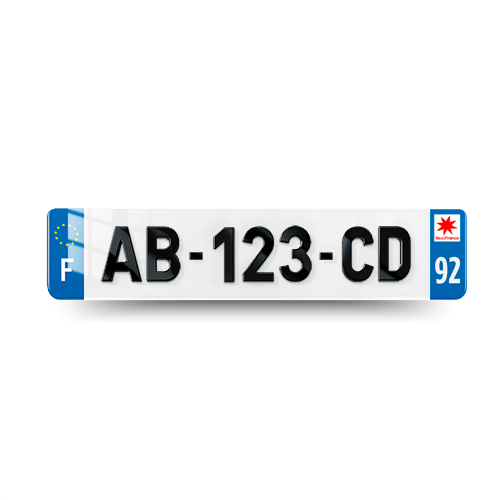 Plaque immatriculation 4D - 520x110 - 92 - Ile de France - vue de face