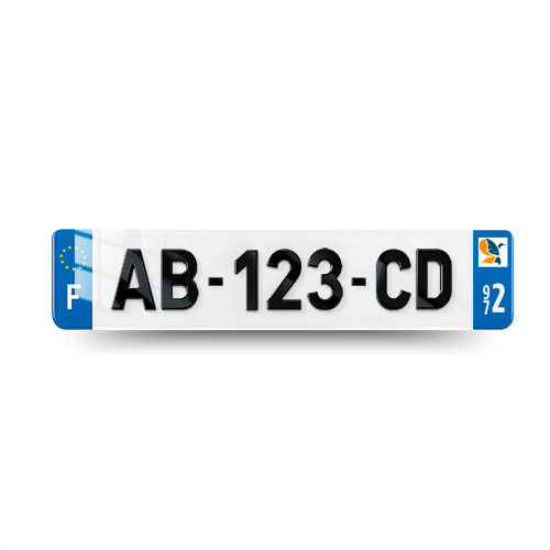 Plaque immatriculation 4D - 520x110 - 972 - Martinique - vue de face