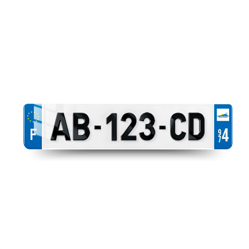 Plaque immatriculation 4D - 520x110 - 974 - Reunion - vue de face