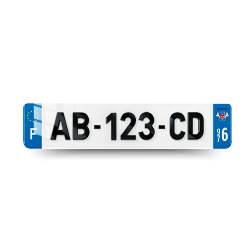 Plaque Immatriculation 4D VOITURE - 520x110 - 976 - Mayotte - 100% Homologué