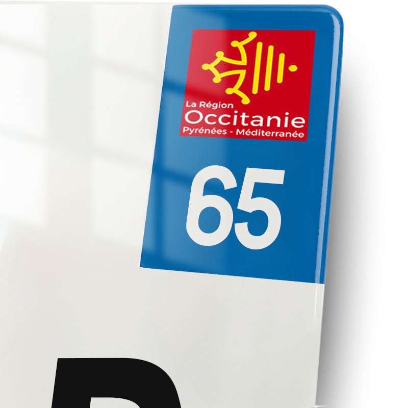 Plaque immatriculation 65 - Occitanie - moto - eurobande regionale