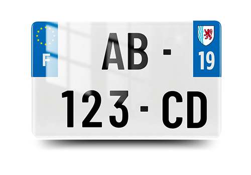 plaque immatriculation moto - 19 - nouvelle aquitaine - vue de face