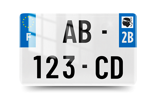 Plaque Immatriculation MOTO - 210x130 - 2B - Corse - 100% Homologué