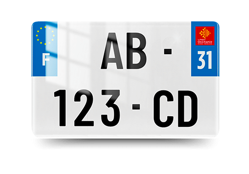 plaque immatriculation 31 - occitanie - moto - vue de face