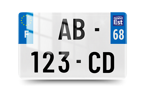 Plaque Immatriculation MOTO - 210x130 - 68 - Haut Rhin - 100% Homologué