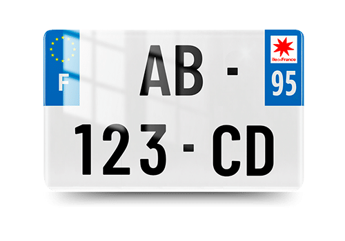 plaque immatriculation moto - 95 - Ile de France - vue de face