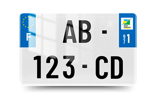 Plaque Immatriculation MOTO - 210x130 - 971 - Guadeloupe - 100% Homologué