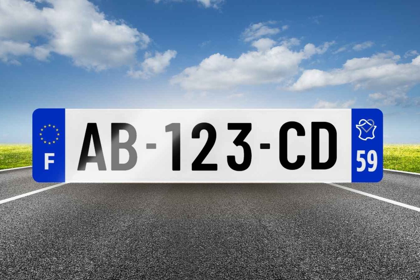 Plaque immatriculation 59 - Hauts de France - mise en avant sur route