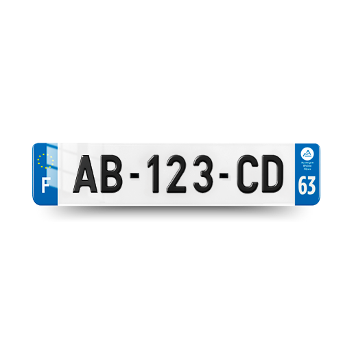 Plaque d'immatriculation 3D 63