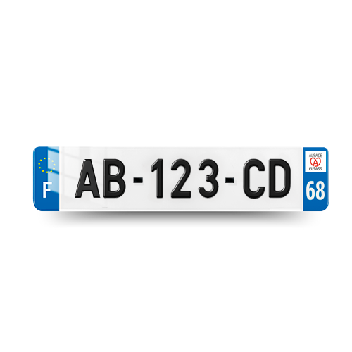 Plaque d'immatriculation 3D 68