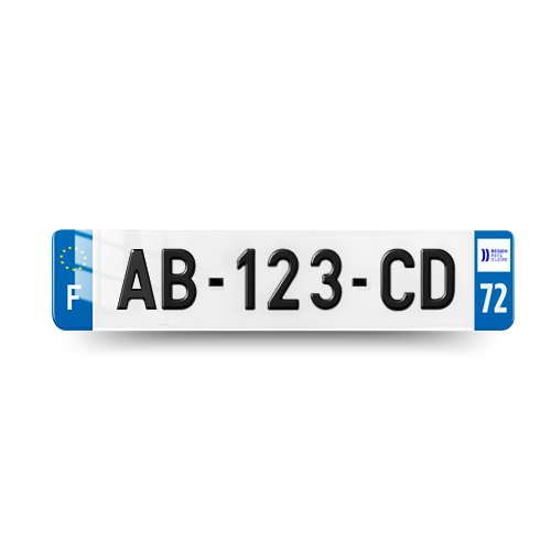 Plaque d'immatriculation 3D 72