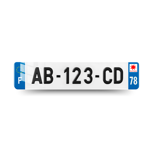 Plaque Immatriculation 3D Voiture - 520x110 - 78 - Yvelines - 100% Homologué