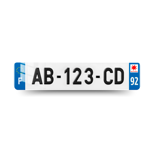 Plaque d'immatriculation 3D 92