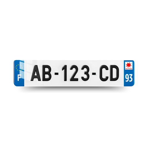 Plaque d'immatriculation 3D 93