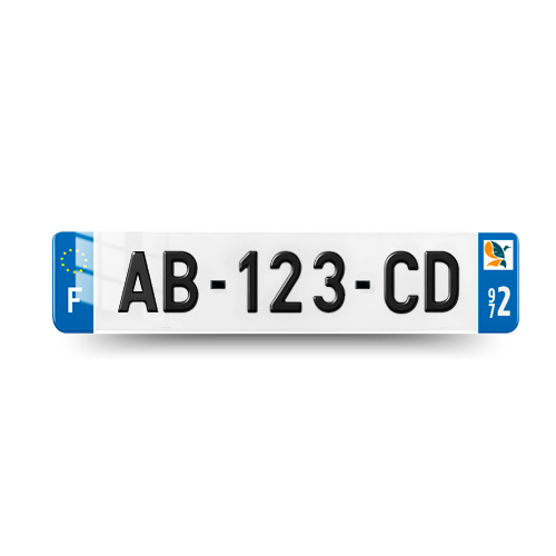 Plaque d'immatriculation 3D 972