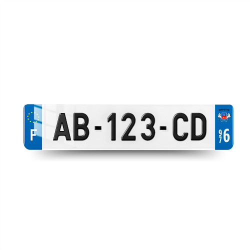 Plaque Immatriculation 3D Voiture - 520x110 - 976 - Mayotte - 100% Homologué
