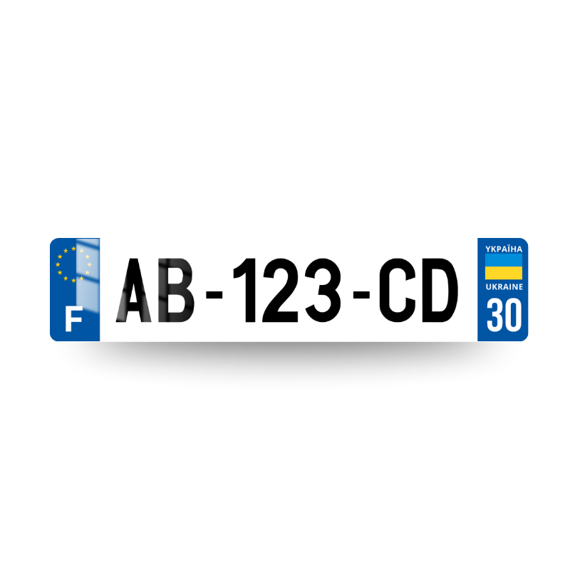 Plaque immatriculation Ukraine – Double Eurobande F + UA