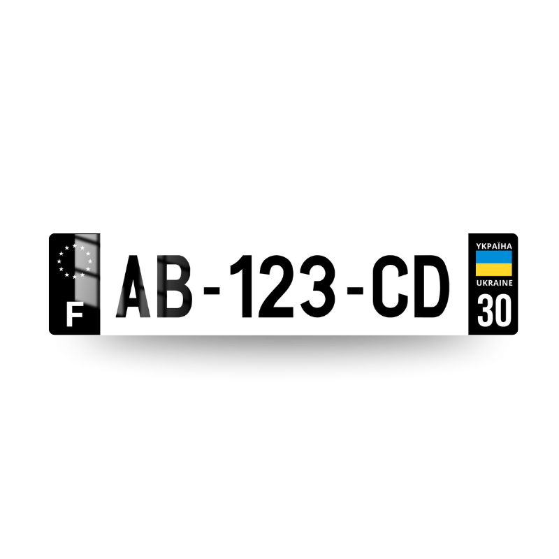 Plaque immatriculation Ukraine Noire – Double Eurobande F + UA