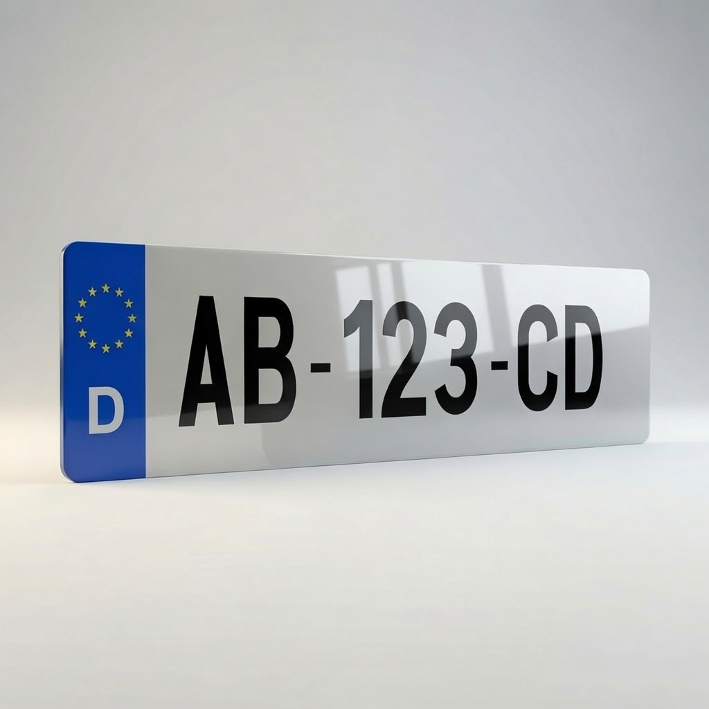 Plaque Immatriculation Allemagne - D dans eurobande et sigle UE